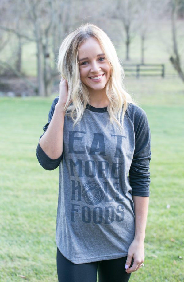 Woman Modeling Black Baseball T-shirt